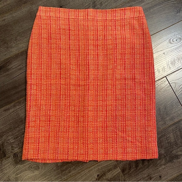 J.Crew No.2 Pencil skirt woven tweed orange pink - Picture 1 of 12